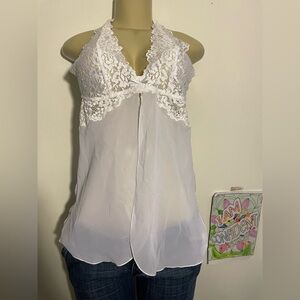 White Backless Camisole with Bustier and Tie Front